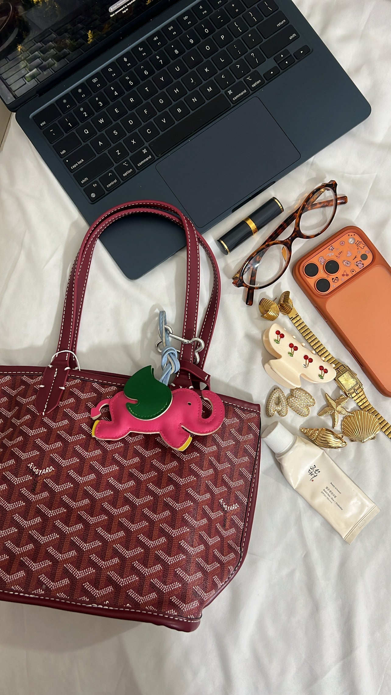 Goyard Tote Bag - Burgundy (Medium with Pouch)