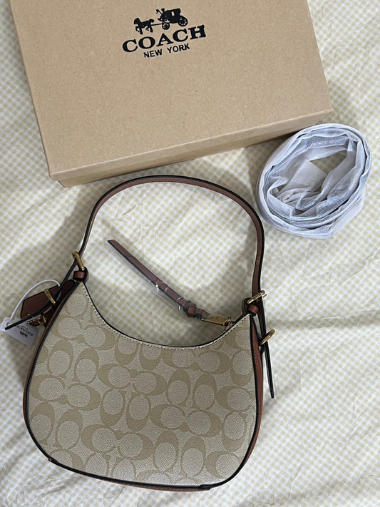 Coach Klee Hobo Bag in Signature Canvas (Brown / Tan)