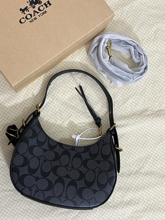 Coach Klee Hobo Bag in Signature Canvas ( Black / Grey )