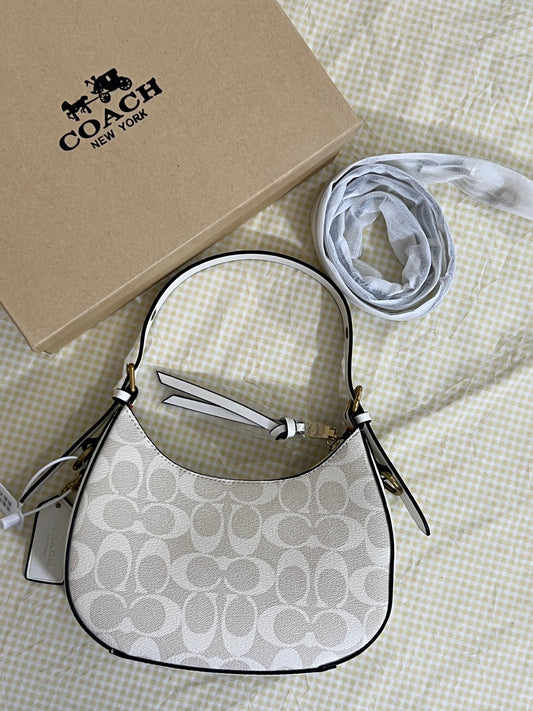 Coach Klee Hobo Bag in Signature Canvas ( Chalk/ Cream)