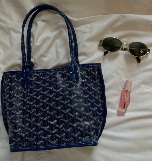 Goyard Tote Bag - Navy Artois (Medium with Pouch)