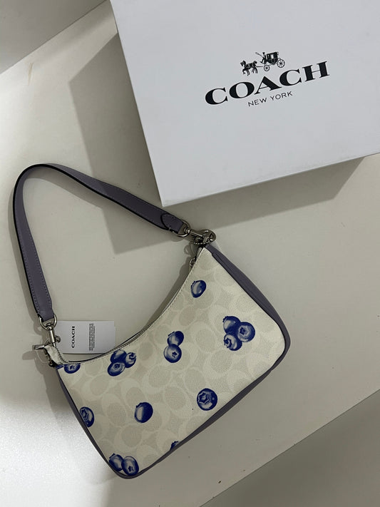 Coach Teri Signature Blueberry Shoulder Bag (with Box and long strap)