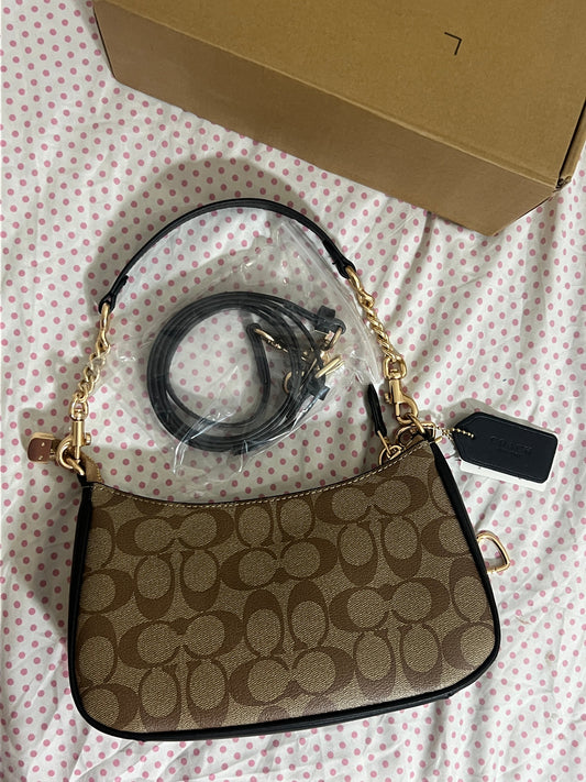 Coach Teri brown Shoulder Bag (with Box, Charm and long strap)