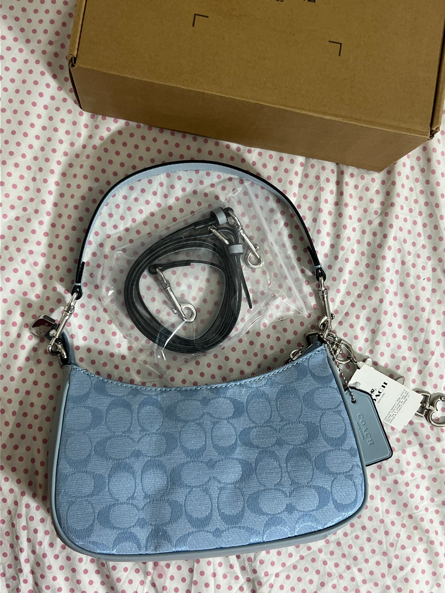Coach Teri Shoulder Bag (with Box, Charm and long strap)