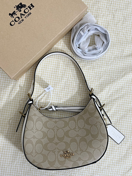 Coach Klee Hobo Bag in Signature Canvas (Khaki / Chalk)