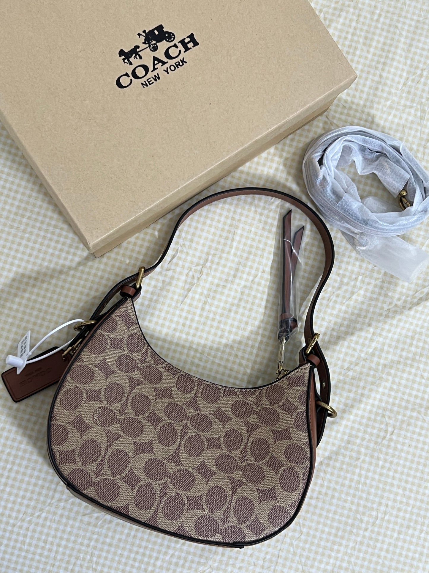 Coach Klee Hobo Bag in Signature Canvas ( Tan / Brown )