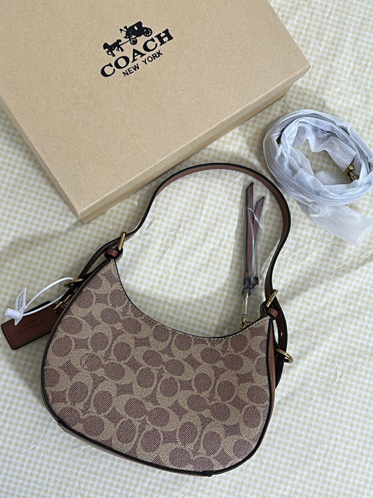 Coach Klee Hobo Bag in Signature Canvas ( Tan / Brown )