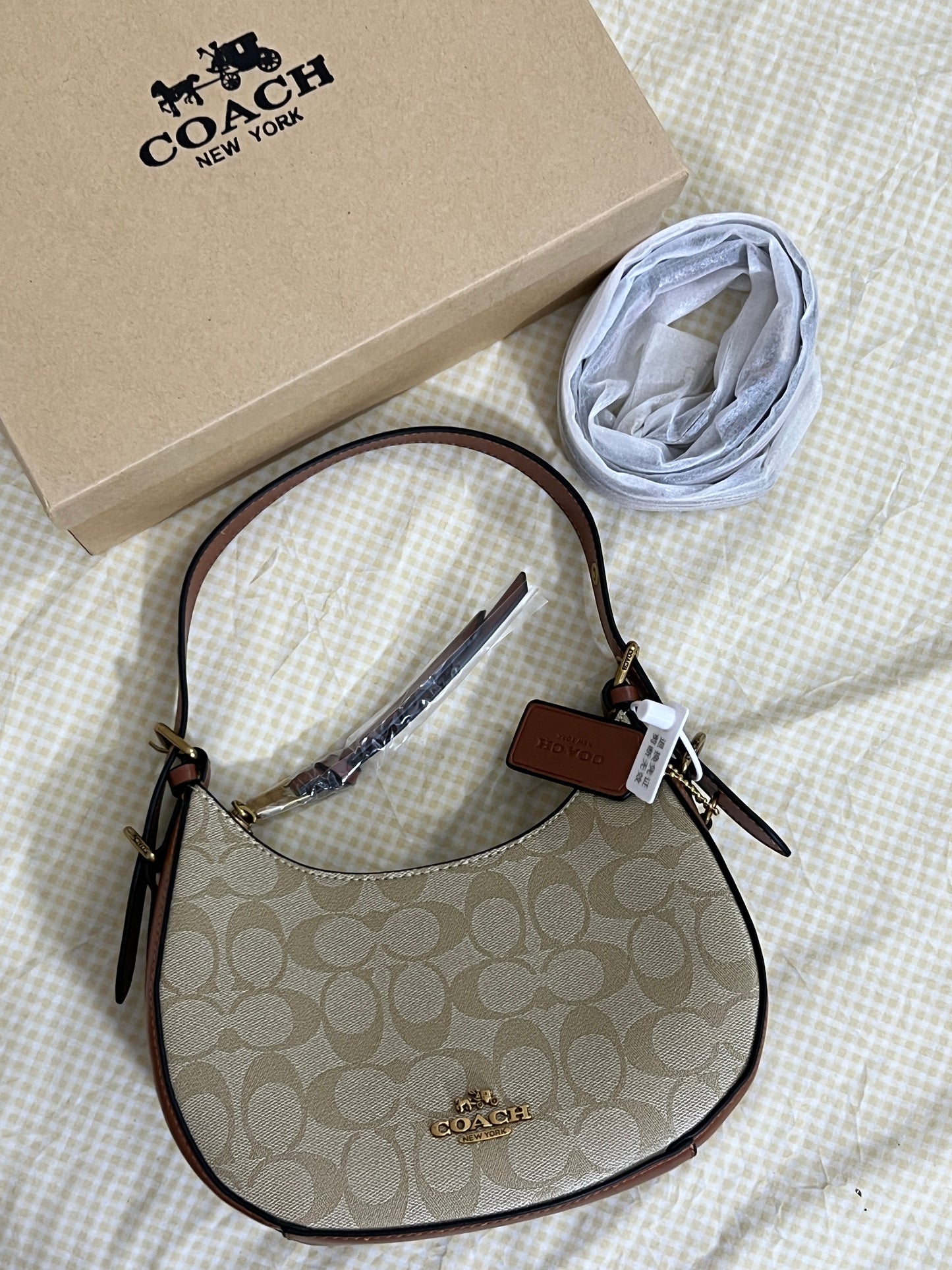 Coach Klee Hobo Bag in Signature Canvas (Brown / Tan)