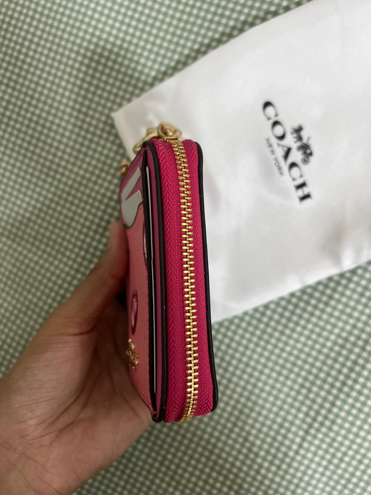 Coach Zip Card Case in Pink Cherry