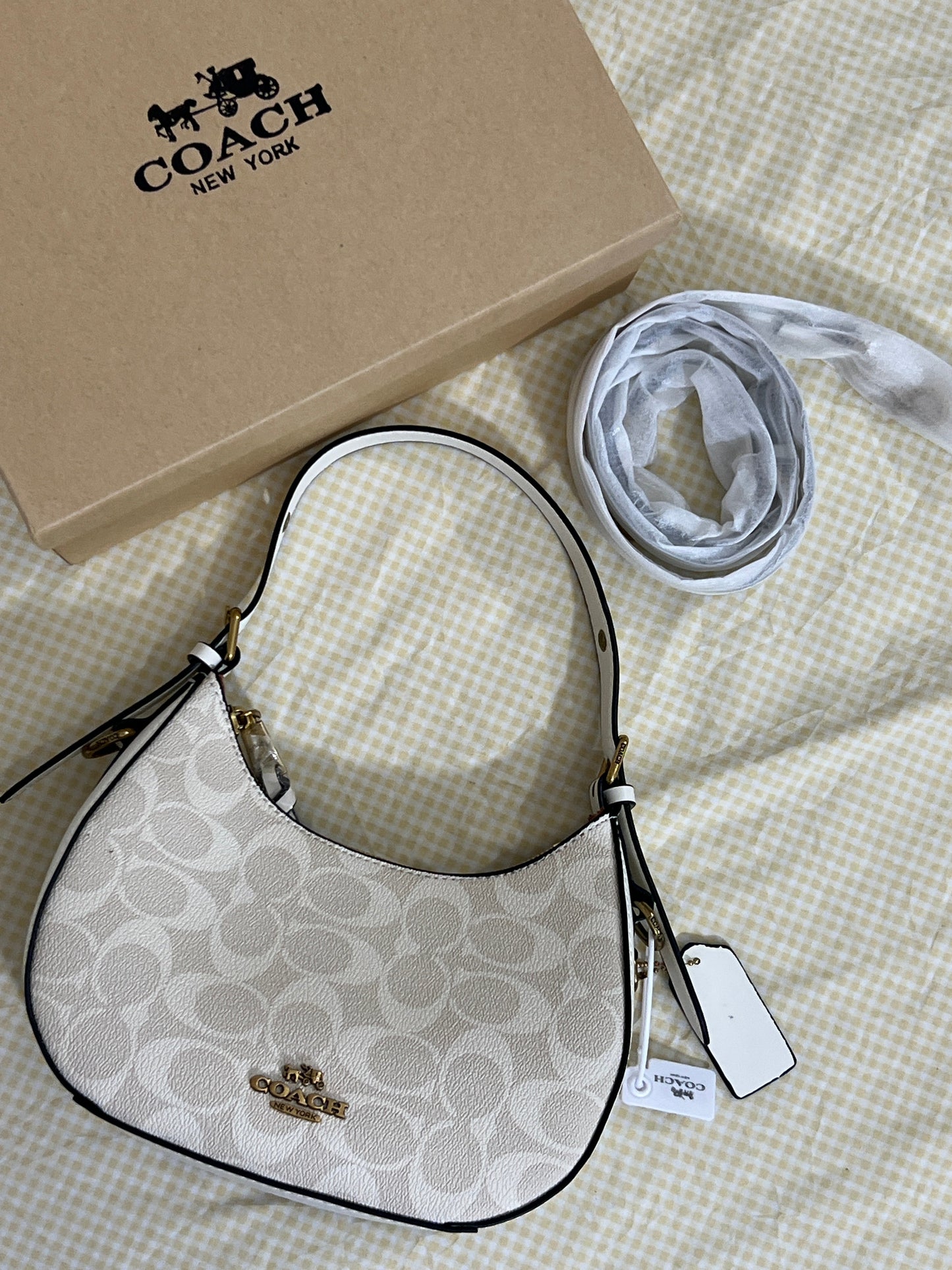 Coach Klee Hobo Bag in Signature Canvas ( Chalk/ Cream)