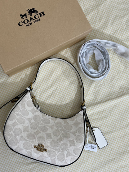 Coach Klee Hobo Bag in Signature Canvas ( Chalk/ Cream)