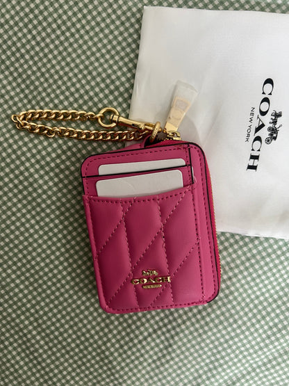 Coach Zip Card Case in Pink