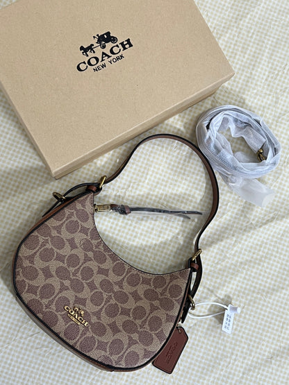 Coach Klee Hobo Bag in Signature Canvas ( Tan / Brown )