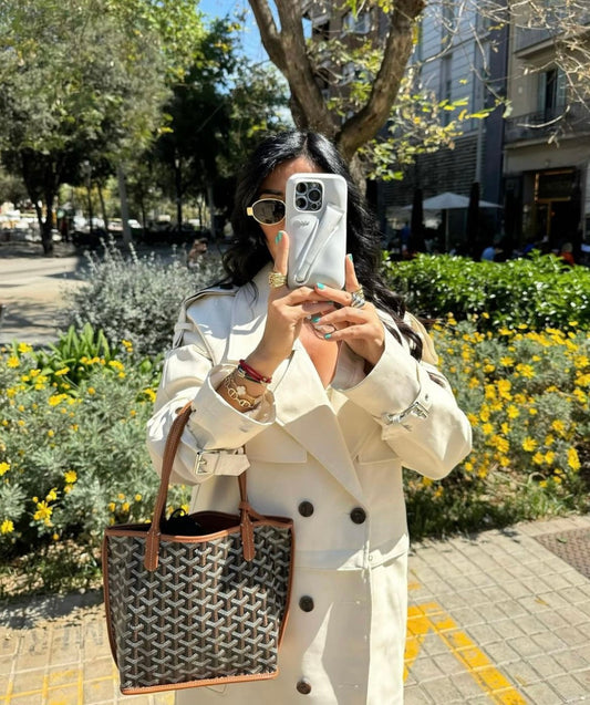 Goyard Tote Bag - Black with brown (Medium with Pouch)