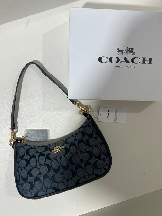 Coach Teri Shoulder Bag in Signature Chambray (With Box and long strap)