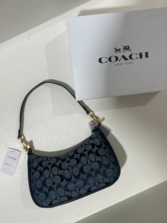 Coach Teri Shoulder Bag in Signature Chambray (With Box and long strap)