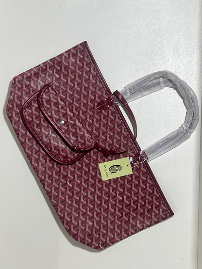 Goyard Tote Bag – Burgundy (Large With Pouch)