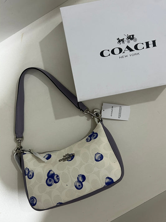 Coach Teri Signature Blueberry Shoulder Bag (with Box and long strap)