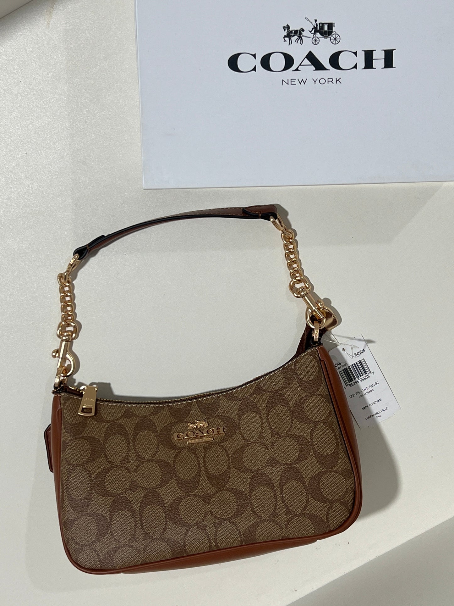 Coach Teri Brown Shoulder Bag (with Box and long strap)