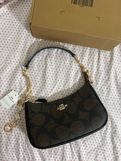 Coach Teri Shoulder Bag (with Box, Charm and  long strap)