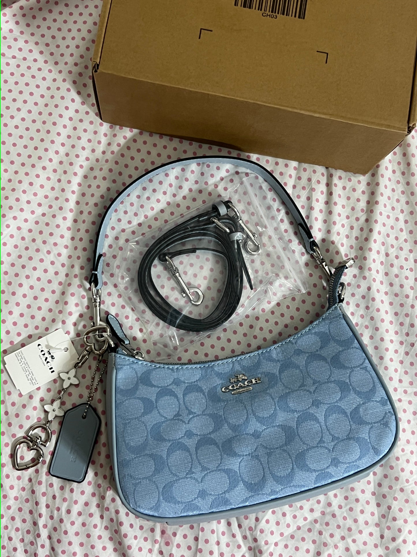 Coach Teri Shoulder Bag (with Box, Charm and  long strap)