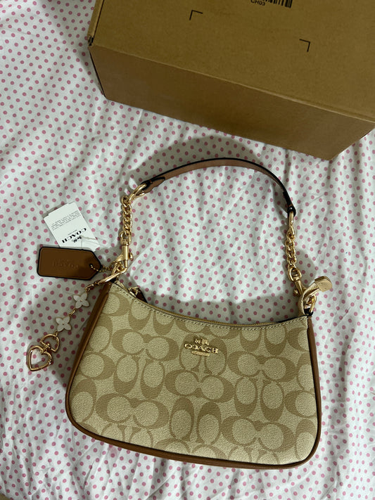 Coach Teri Shoulder Bag (with Box, Charm and  long strap)
