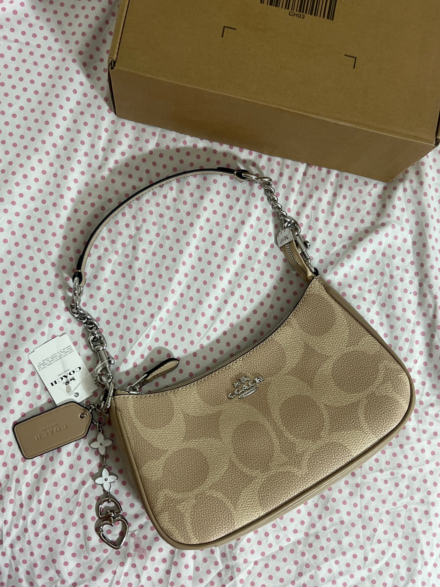 Coach Teri Shoulder Bag (with Box, Charm and  long strap)