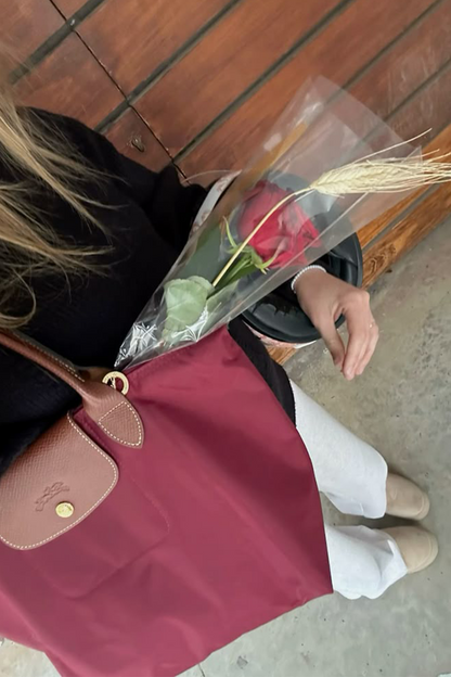 Longchamp Tote MEDIUM - Wine Red (WITH BRAND LOGO)