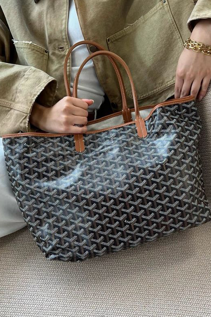 Goyard Tote Bag –  Black with Brown (Large With Pouch)